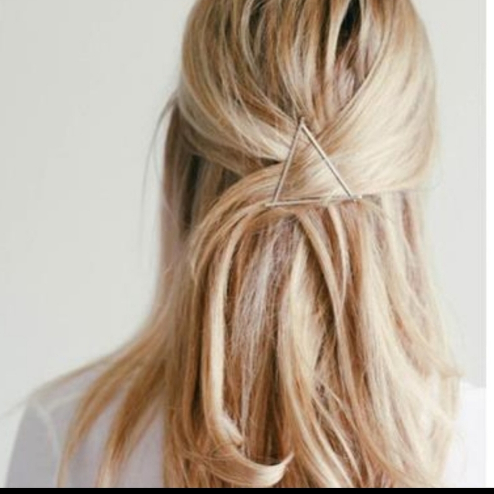 Minimalist Triangular Silver Tone Hair Clip